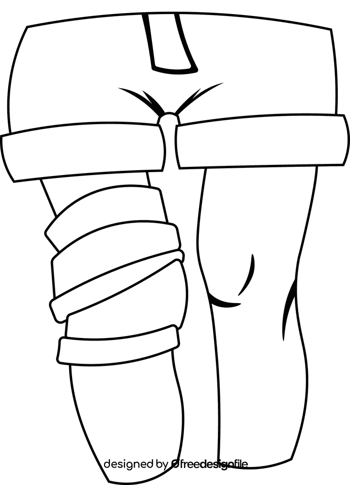 Knee Bandage black and white clipart
