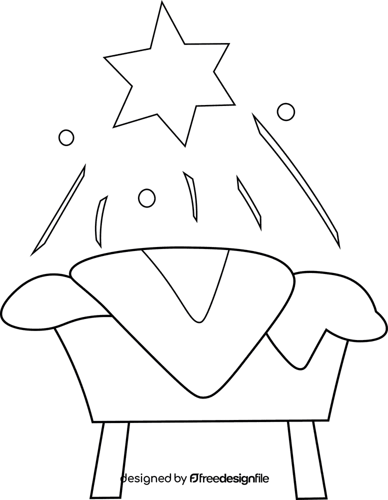 Manger Baby Bed black and white clipart