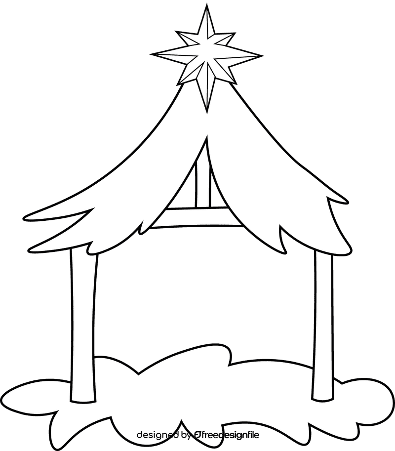 Manger Barn black and white clipart