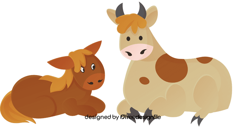 Manger Donkey and Cow clipart