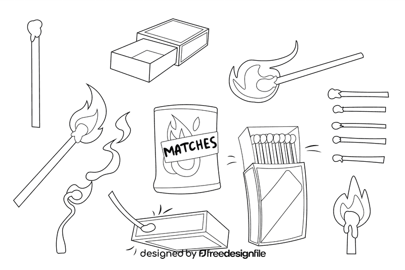 Matches black and white vector