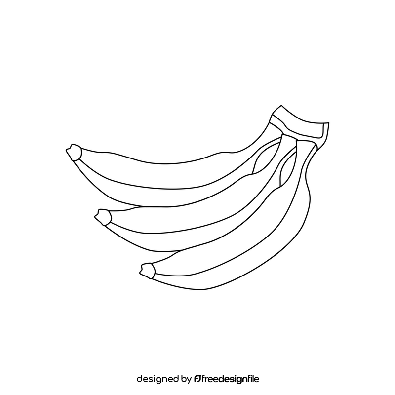 Banana, fruit, food black and white clipart