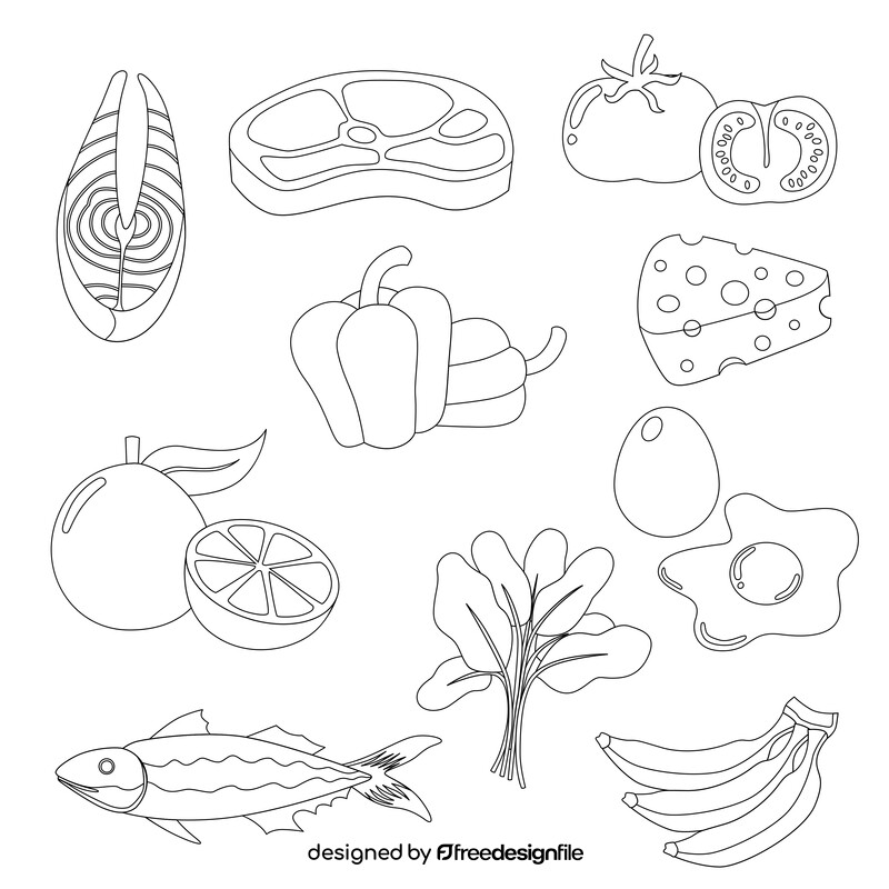 Healthy food icons set black and white vector
