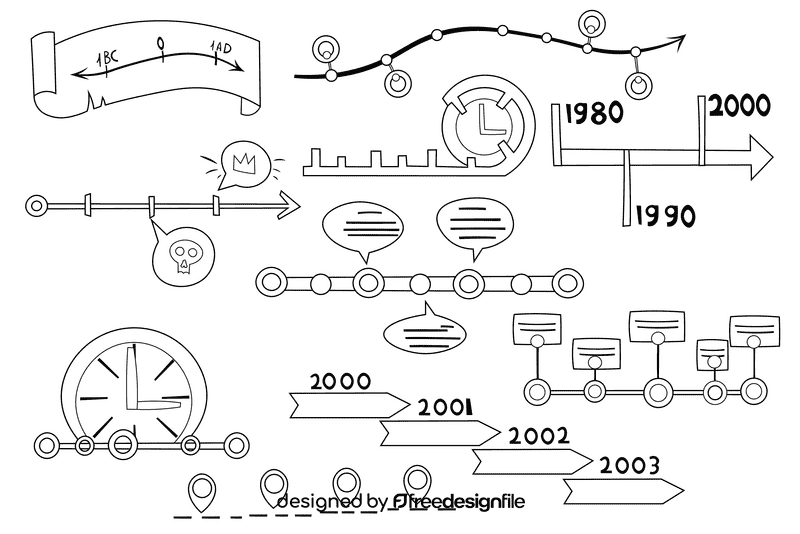 Timeline black and white vector