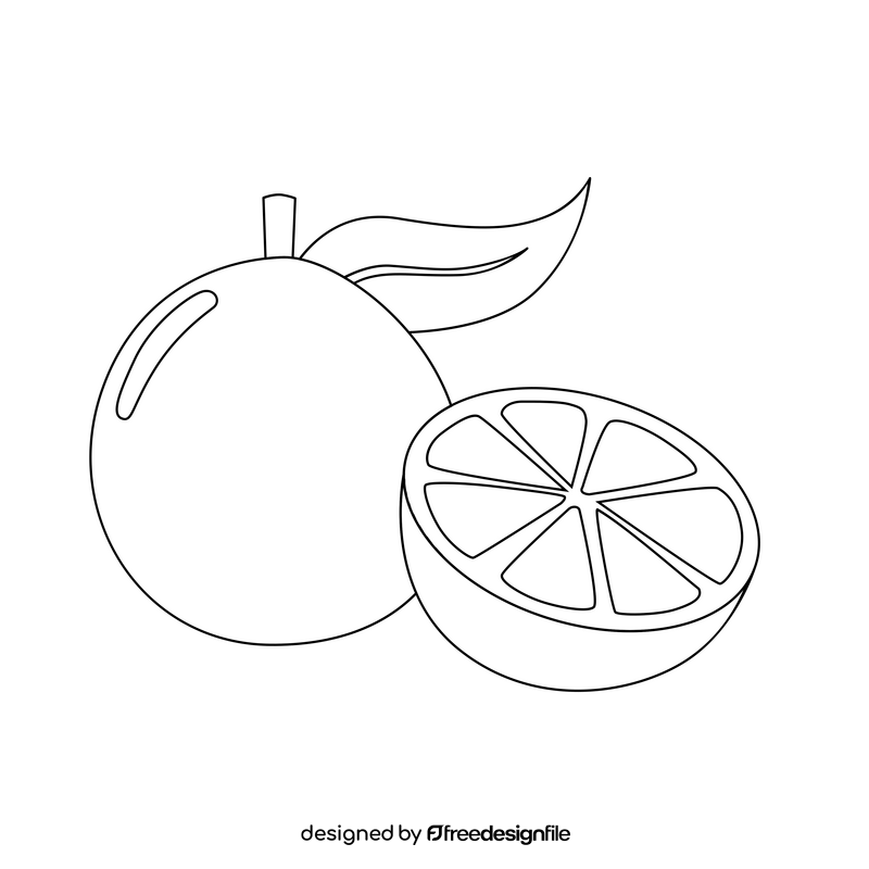 Free orange fruit black and white clipart