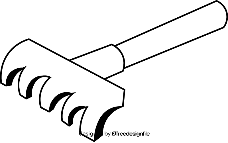 Gardening Tools Rake black and white clipart