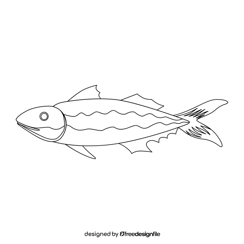 Sardine fish black and white clipart