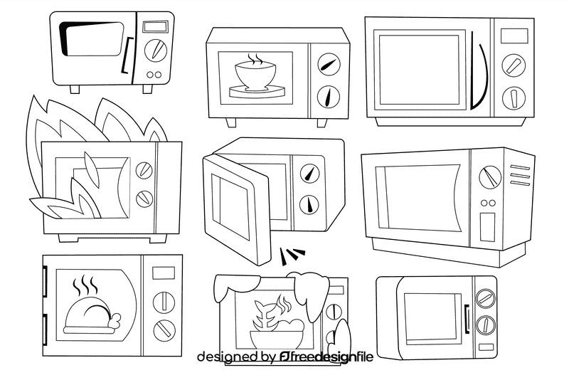 Microwave black and white vector