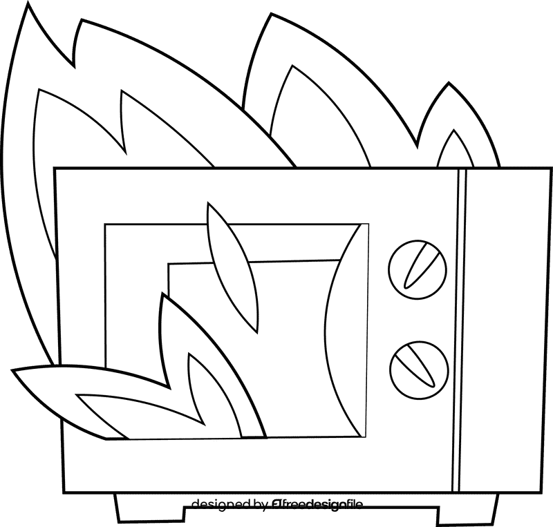 Microwave Fire black and white clipart
