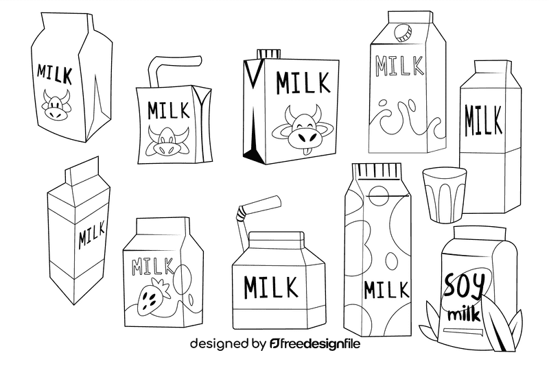 Milk Carton black and white vector