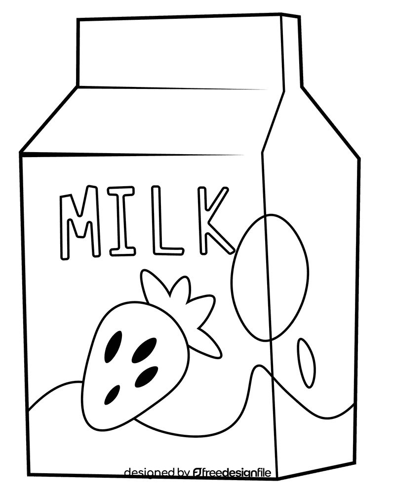 Milk Carton Strawberry black and white clipart