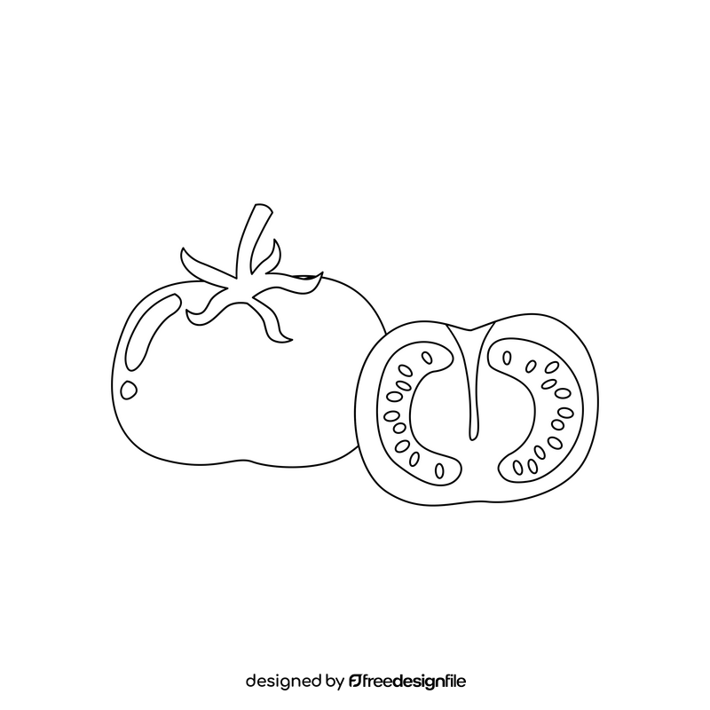 Tomato healthy food black and white clipart