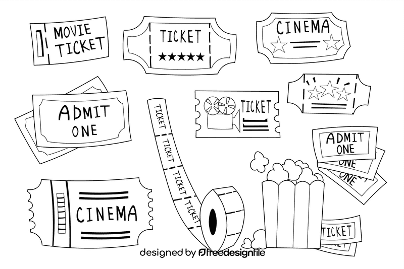 Movie Ticket black and white vector