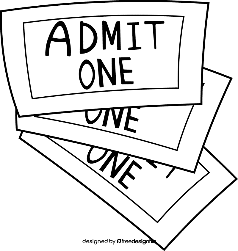 Movie Ticket Triple black and white clipart