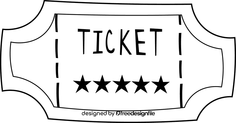 Movie Ticket black and white clipart