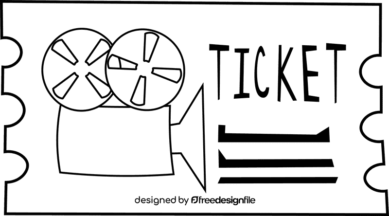 Movie Ticket black and white clipart