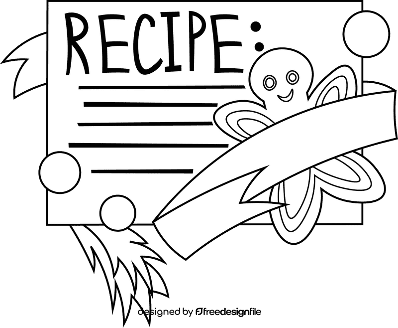 Recipe Card Christmas black and white clipart