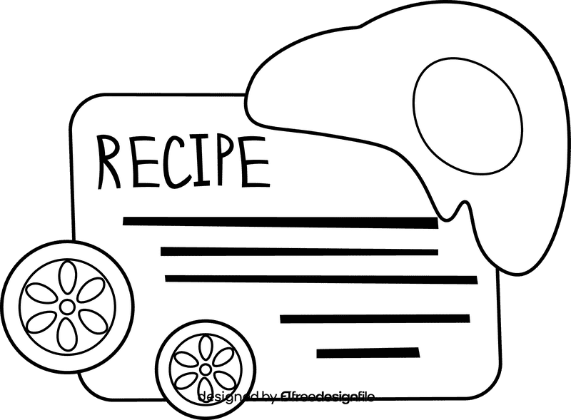 Recipe Card Omelette black and white clipart