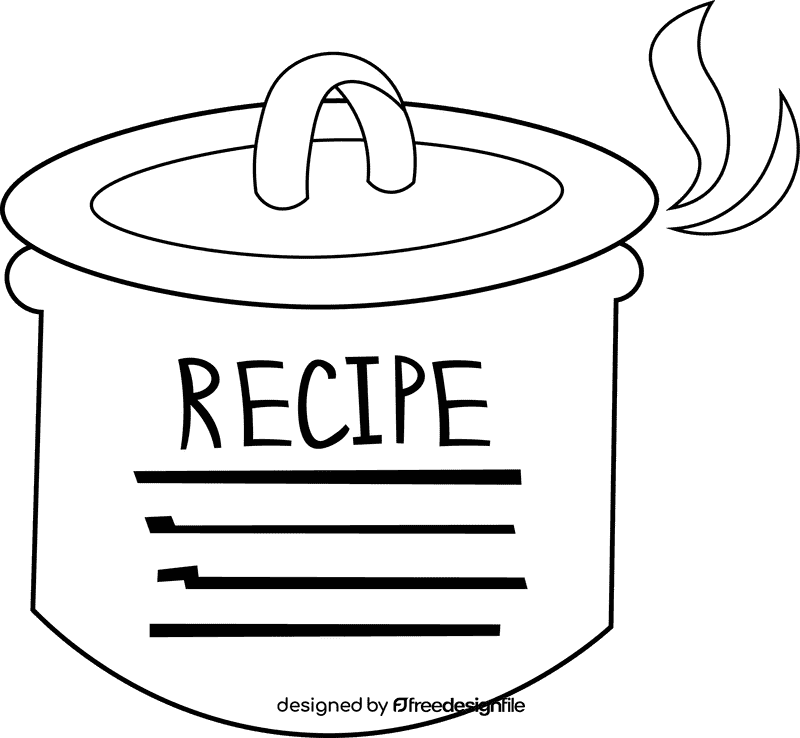 Recipe Card Pan black and white clipart