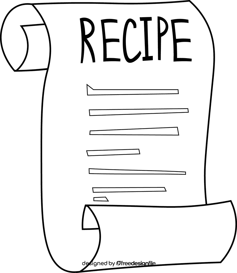 Recipe Card Scroll black and white clipart