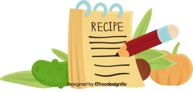 Recipe card with fresh vegetables clipart