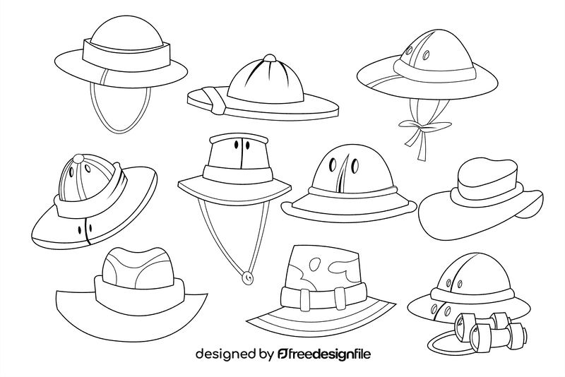 Safari Hat black and white vector
