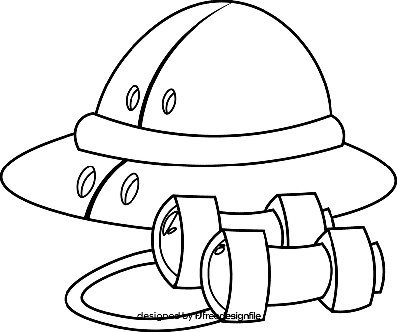 Safari Hat Binoculars black and white clipart