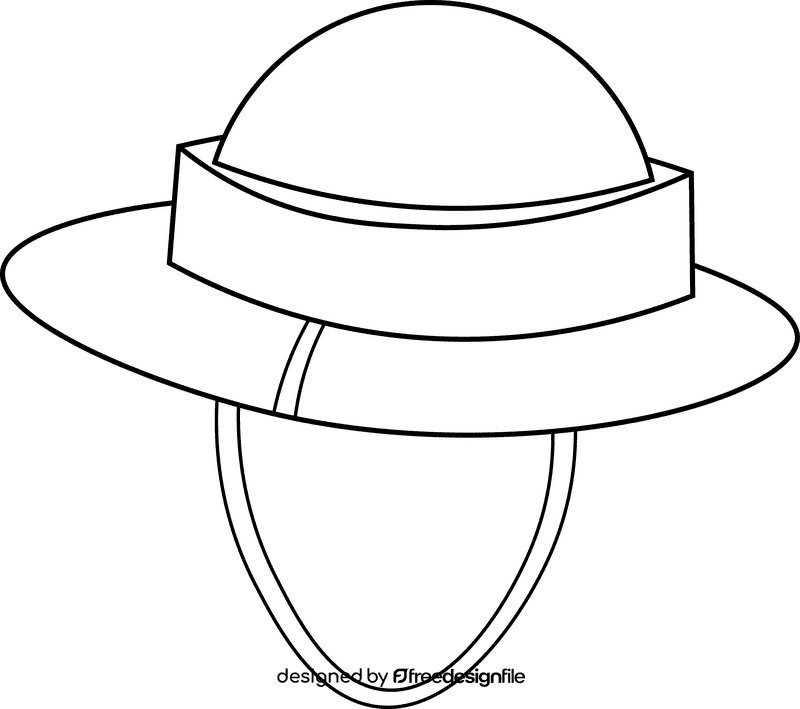 Safari Hat black and white clipart