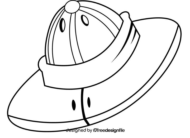 Safari Hat black and white clipart