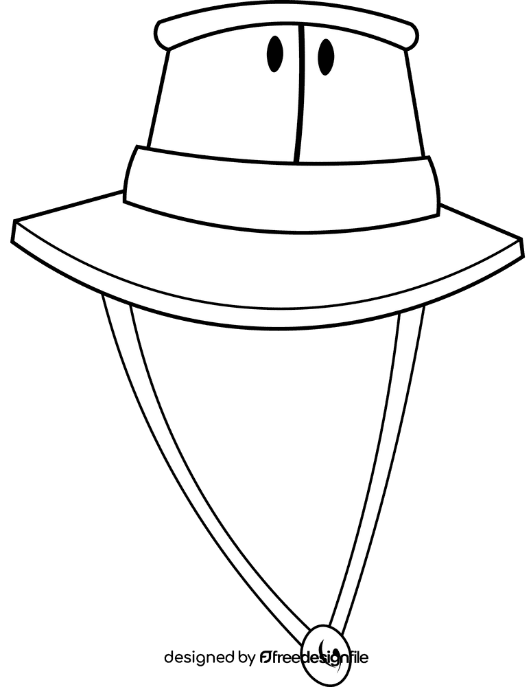 Safari Hat black and white clipart