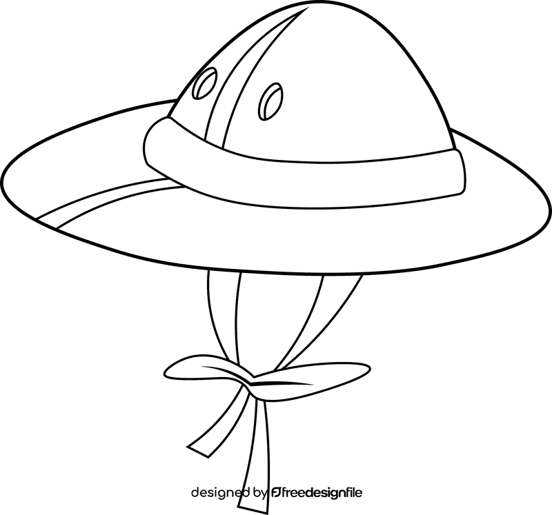 Safari Hat black and white clipart