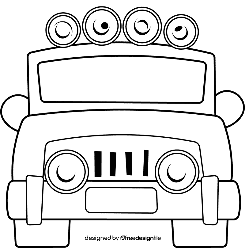 Safari Jeep black and white clipart