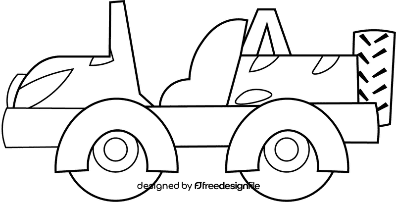 Safari Jeep black and white clipart