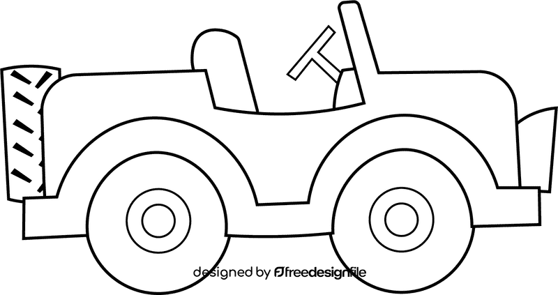 Safari Jeep black and white clipart