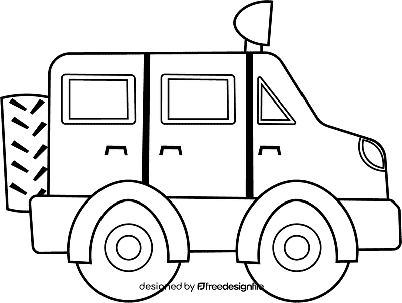 Safari Jeep black and white clipart