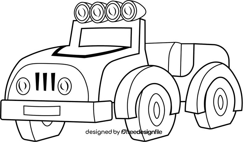 Safari Jeep black and white clipart