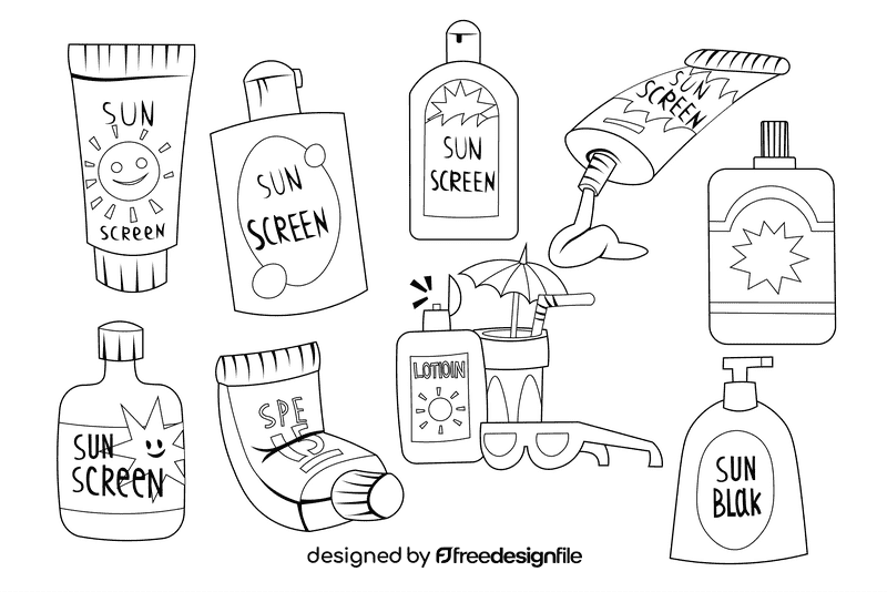 Sunscreen black and white vector