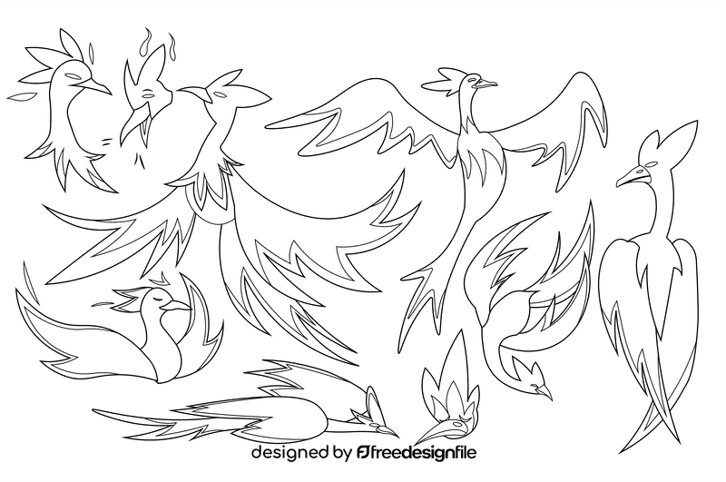 Phoenix black and white vector