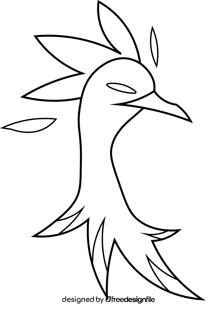 Phoenix Head black and white clipart