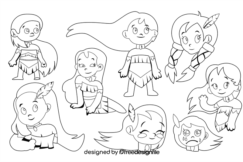 Pocahontas black and white vector