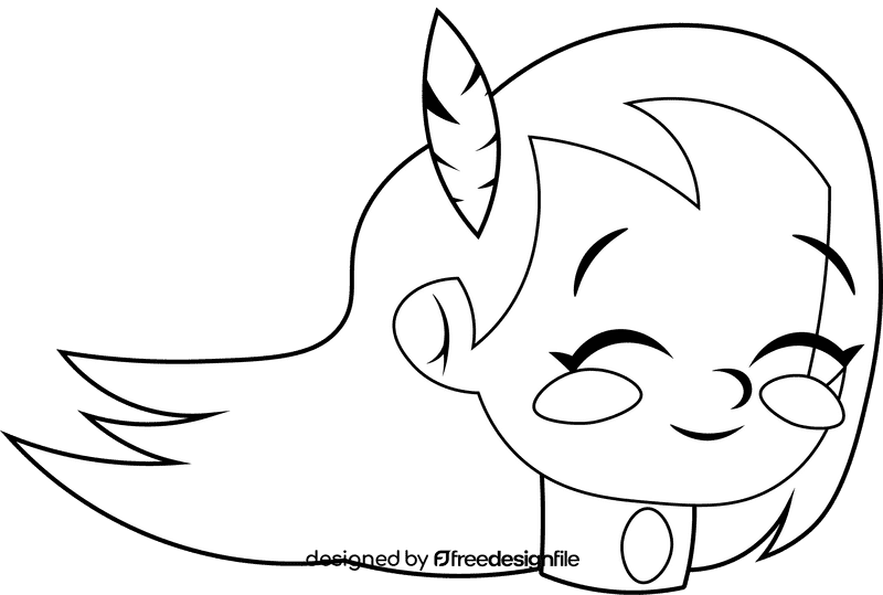 Pocahontas Head Smile black and white clipart