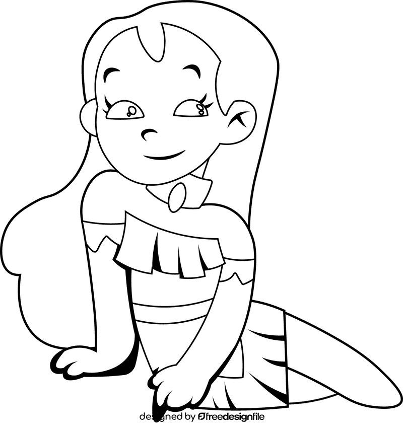 Pocahontas Sitting black and white clipart