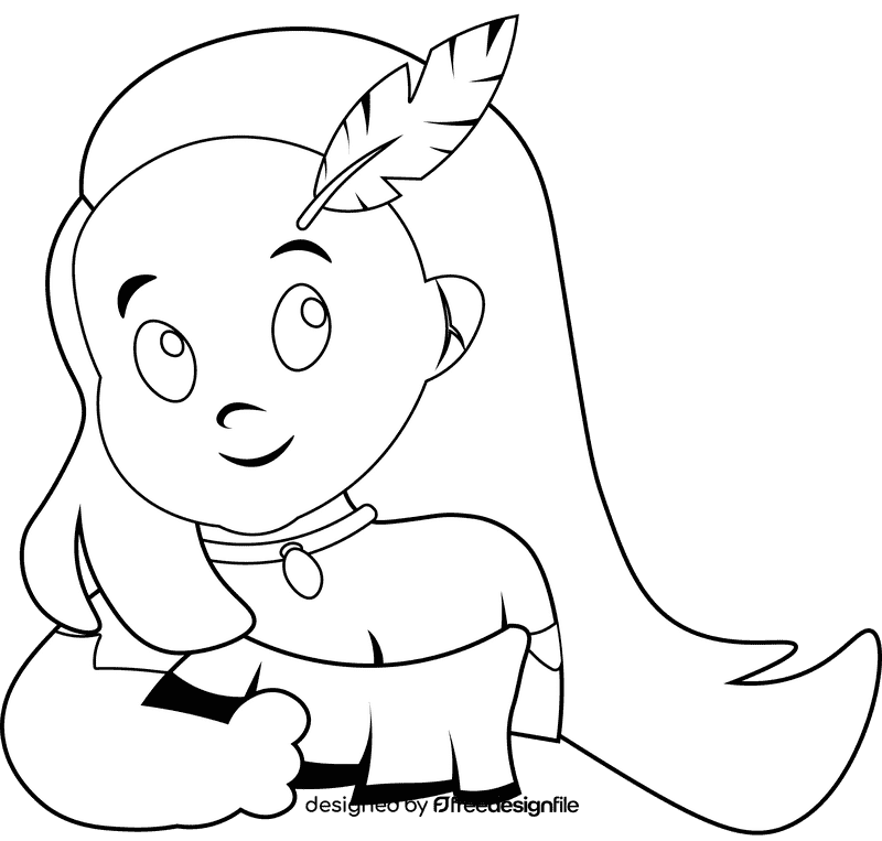Pocahontas Torso black and white clipart
