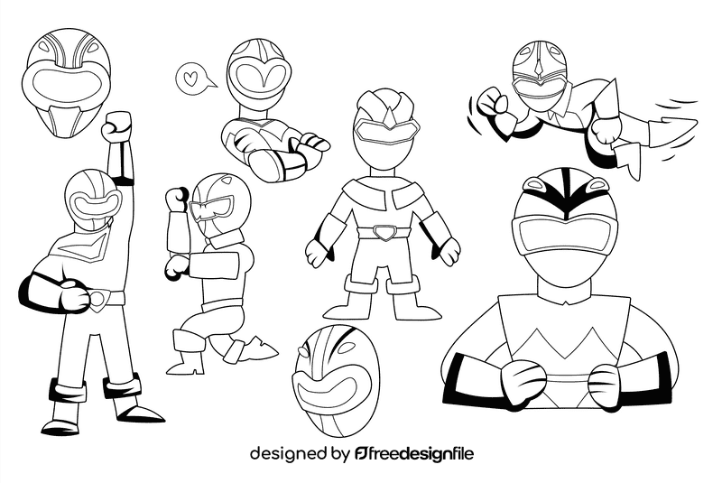 Power Rangers black and white vector