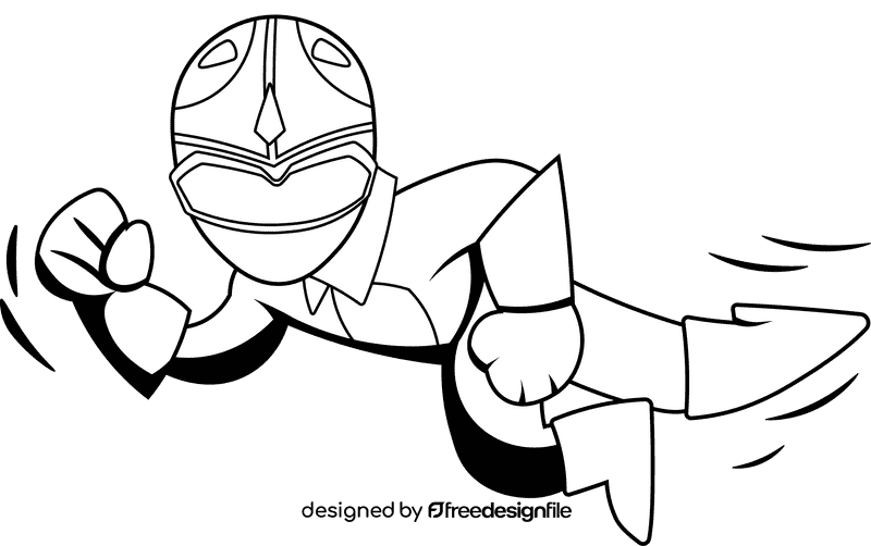 Power Rangers Blue black and white clipart