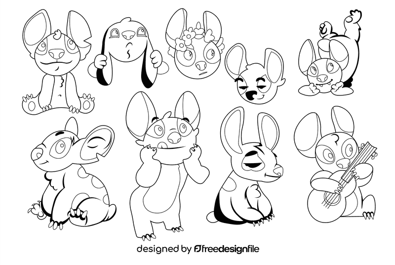 Stitch black and white vector