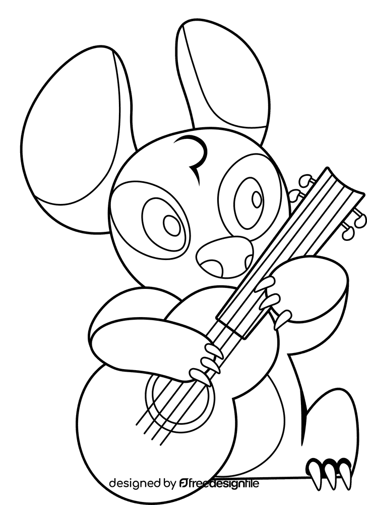 Stitch Guitar black and white clipart