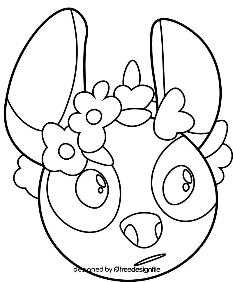 Stitch Head Flowers black and white clipart