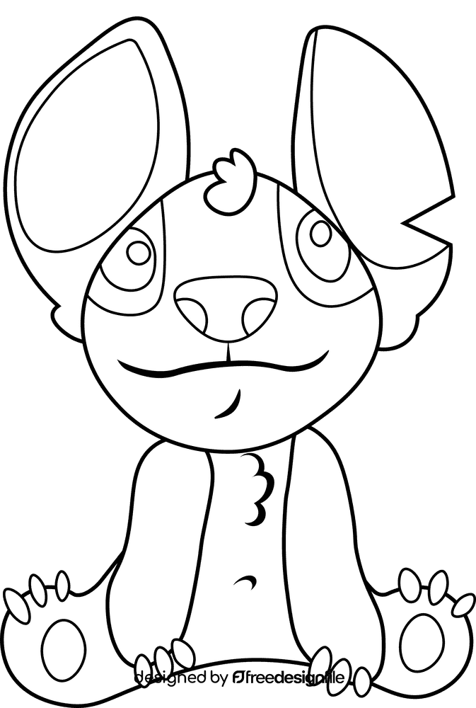 Stitch Sitting black and white clipart