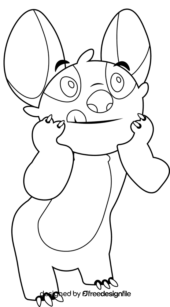 Stitch cartoon black and white clipart